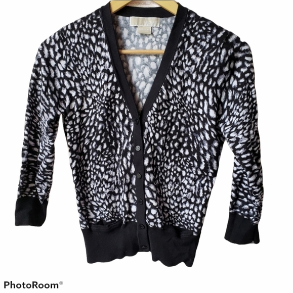MICHAEL Michael Kors Sweaters - Michael Kors Cardigan Black & White (Size: XSP)